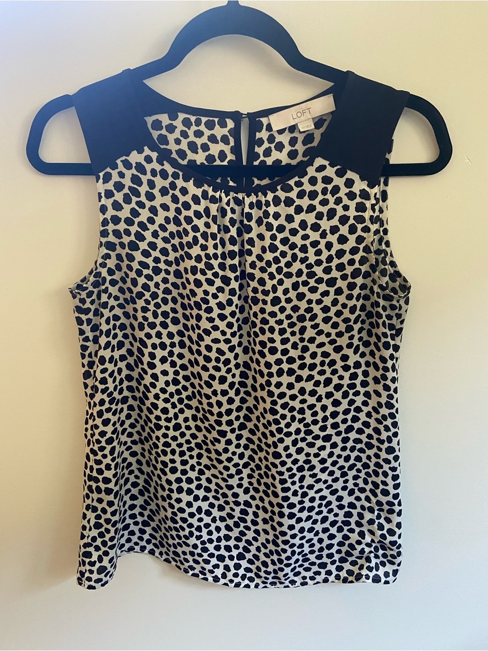 LOFT Black and White Polka Dot Sleeveless Blouse Top